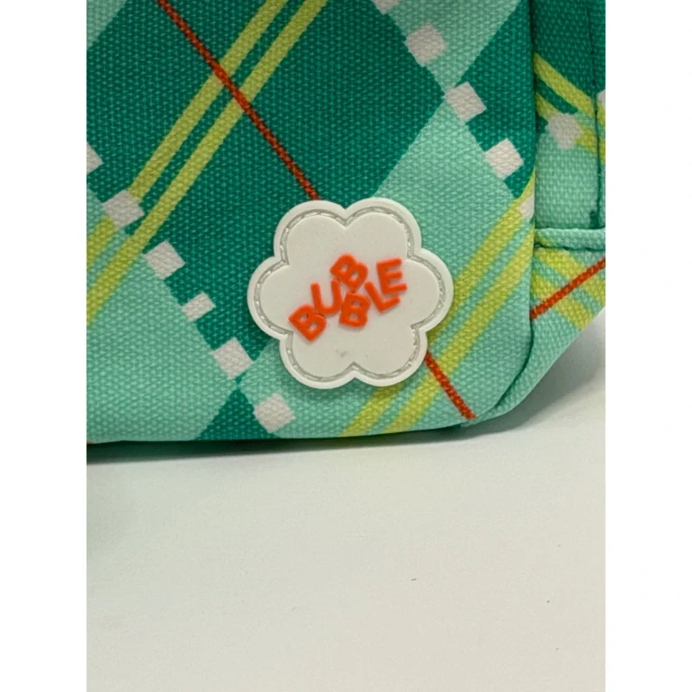 Bubble Skincare Green Argyle Plaid Makeup‎ Bag Toiletry Pouch Crossbody Strap